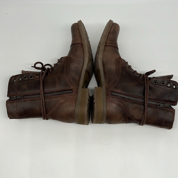 Steve Madden Mens Troopah-C Combat Boot, Brown Leather Lace Up & Zipper Close 7M - Picture 8 of 11